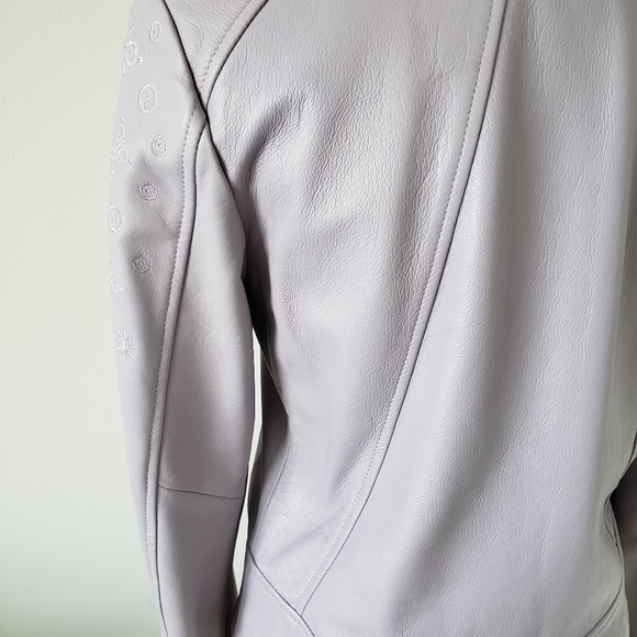 NWOT  🇨🇵 leather Nathalie Chaize lilac leather jacket size small - Picture 12 of 13